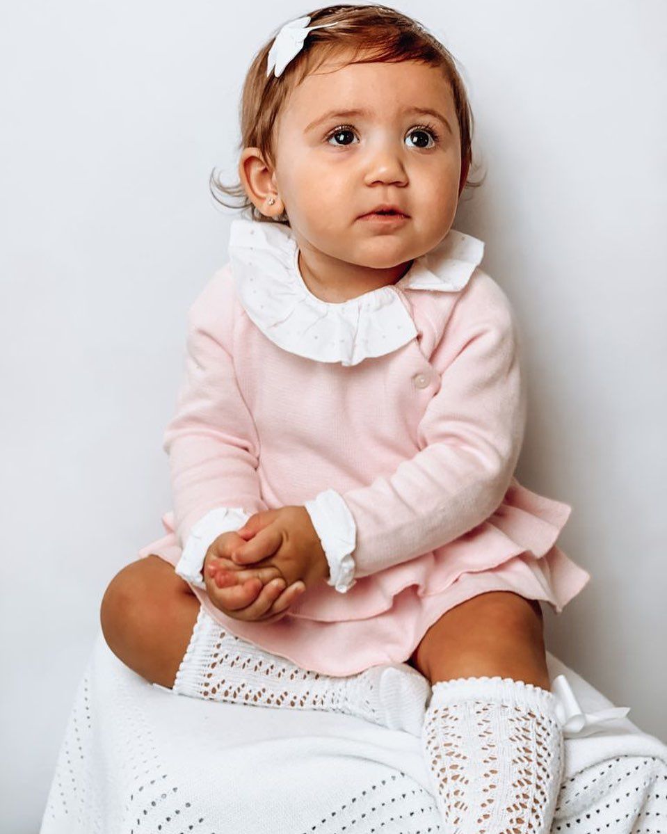 babidu pink dress Girls Pink Cotton Smocked Dress