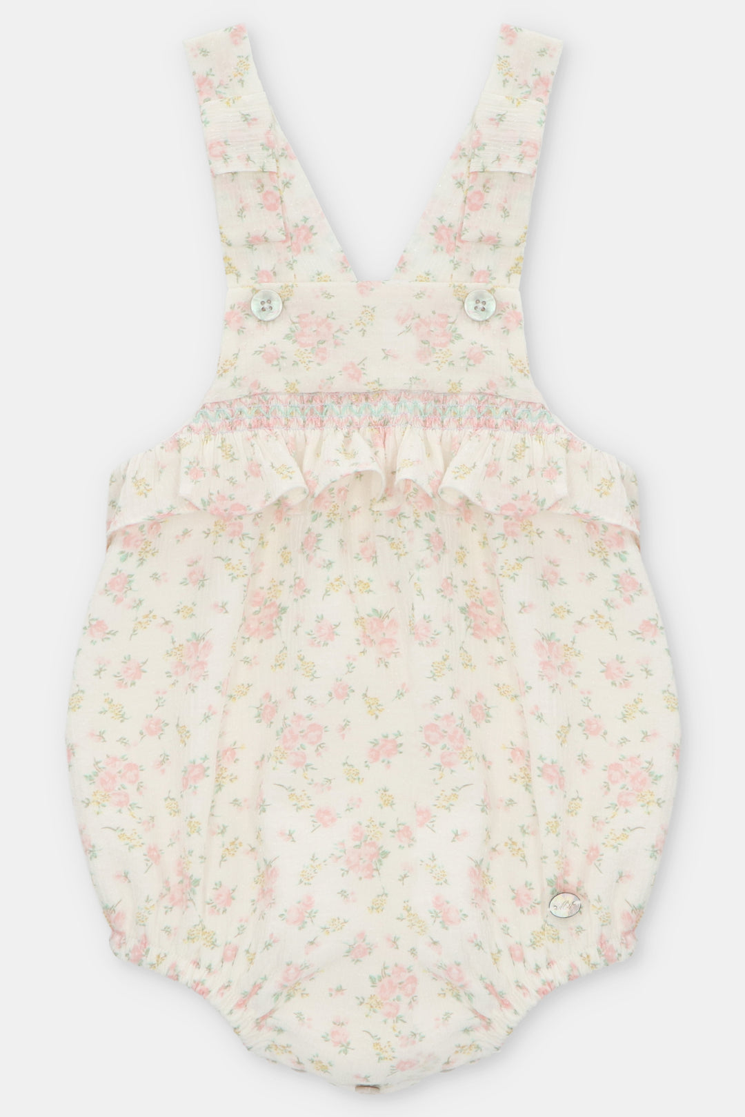 Martín Aranda "Verity" Floral Seersucker Dungaree Romper | Millie and John
