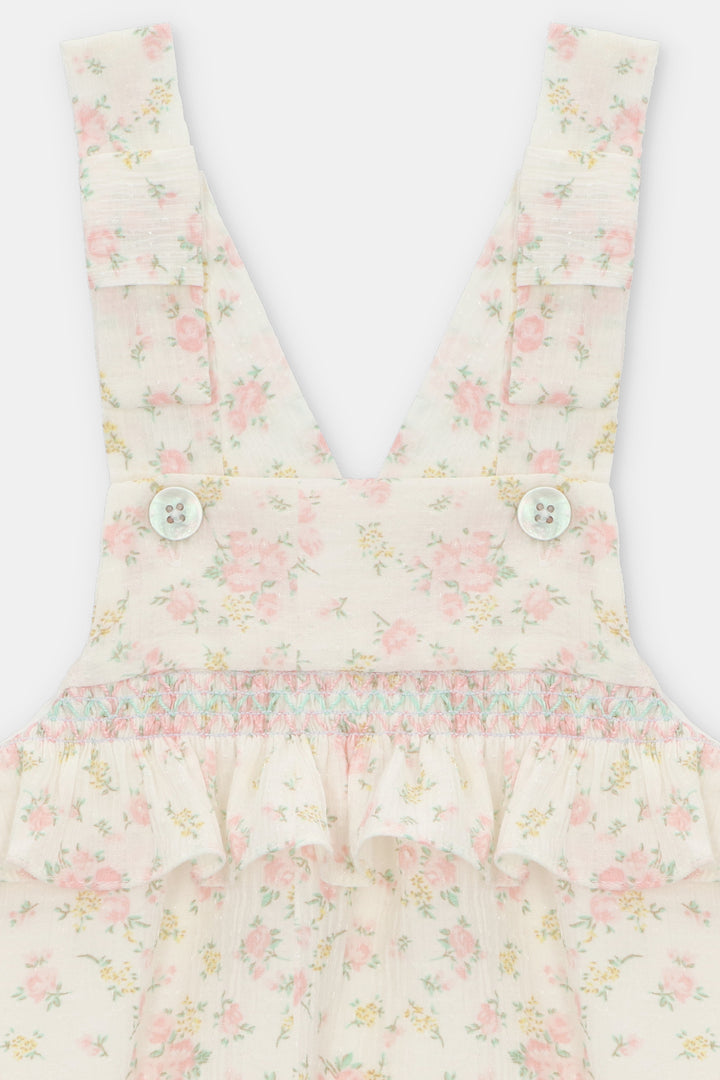 Martín Aranda "Verity" Floral Seersucker Dungaree Romper | Millie and John