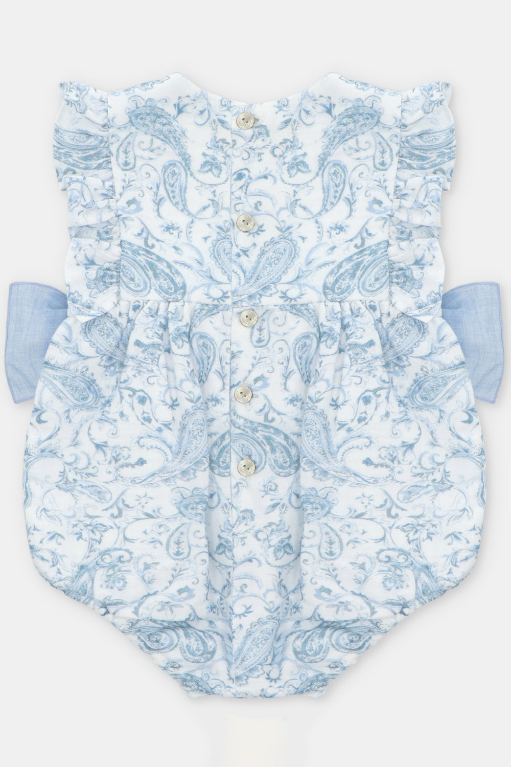 Martín Aranda "Lavinia" Blue Paisley Bow Romper | Millie and John