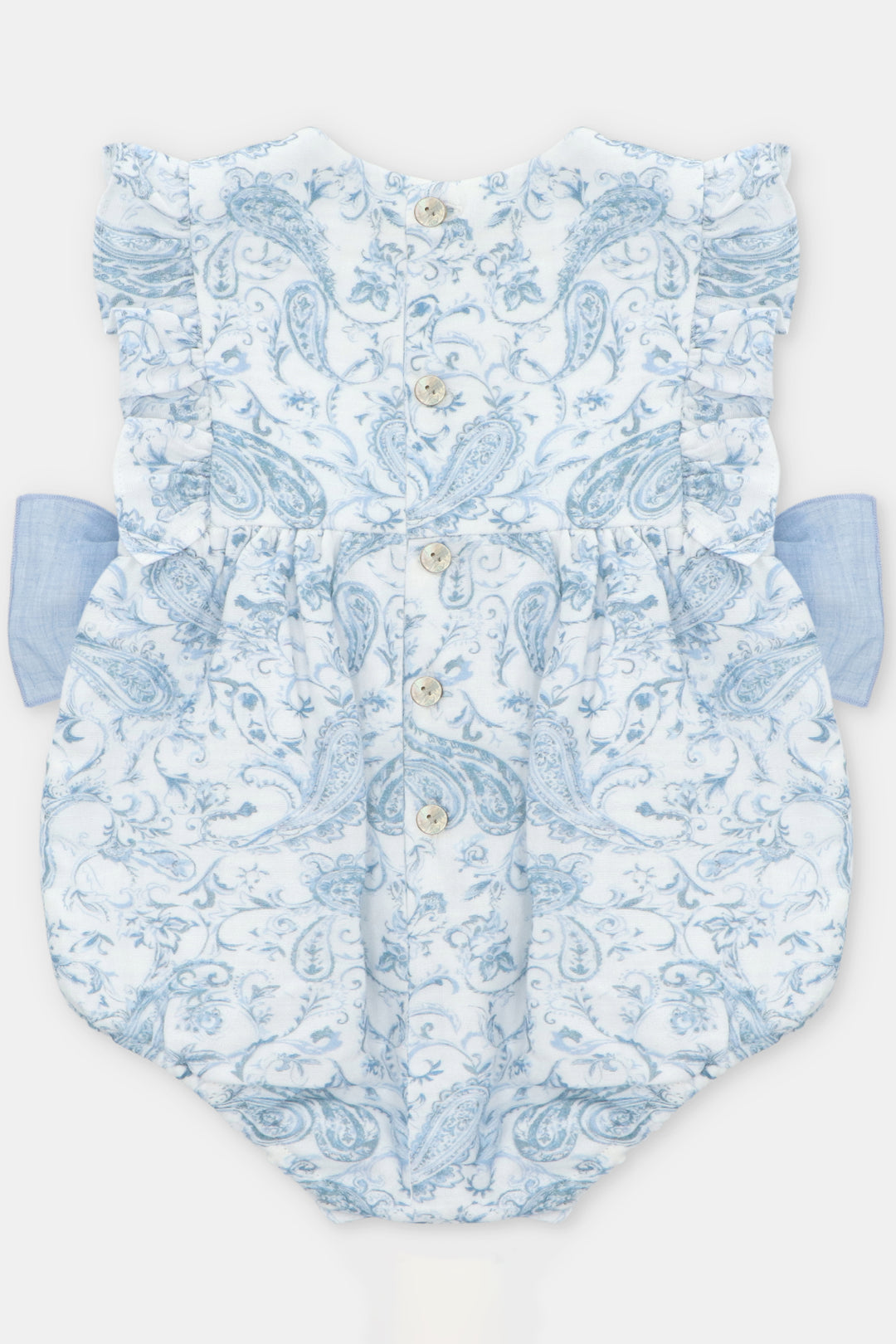 Martín Aranda "Lavinia" Blue Paisley Bow Romper | Millie and John