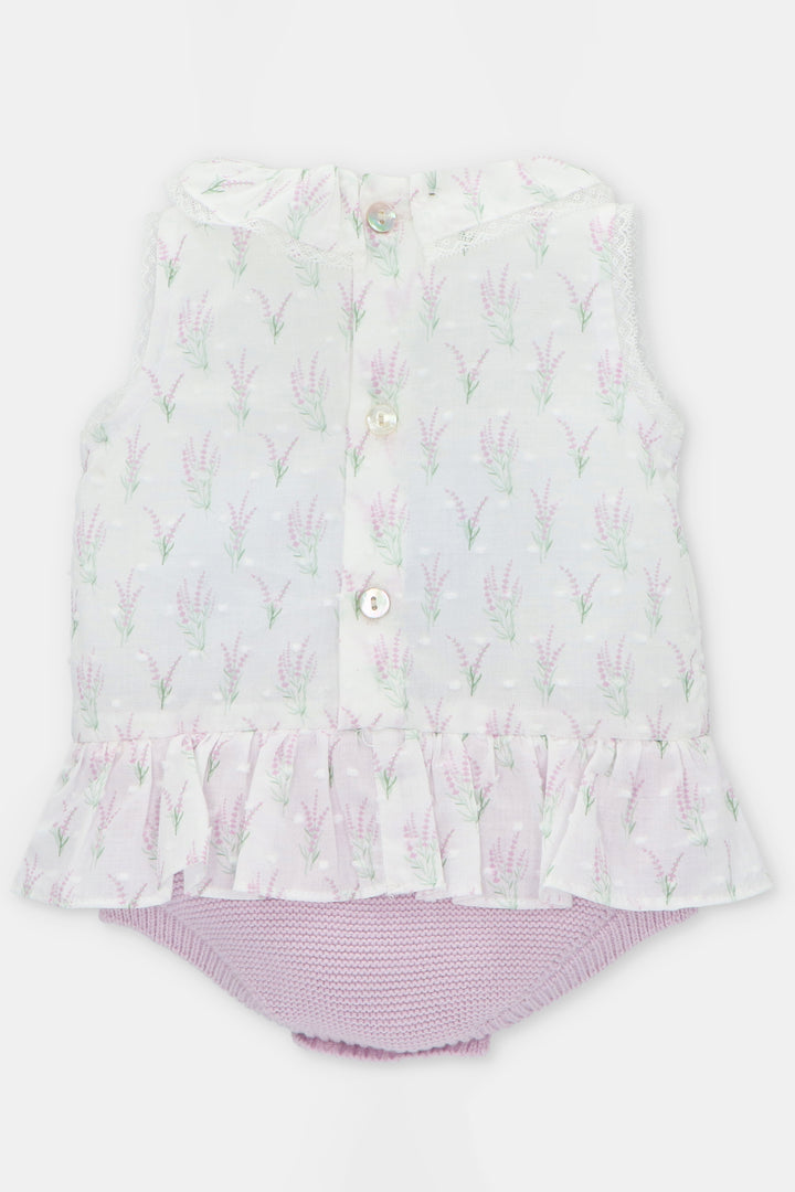 Martín Aranda "Magnolia" Lavender Floral Knit Shortie | Millie and John