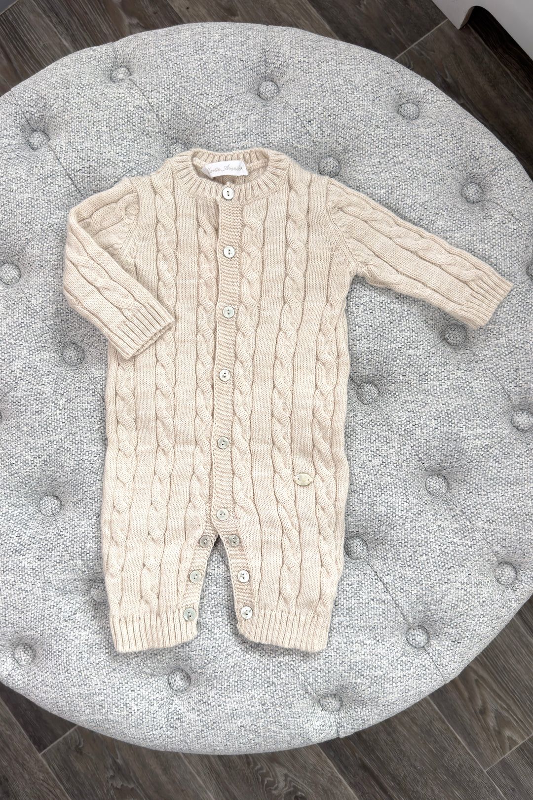 Martín Aranda "Elian" Beige Cable Knit Romper | Millie and John
