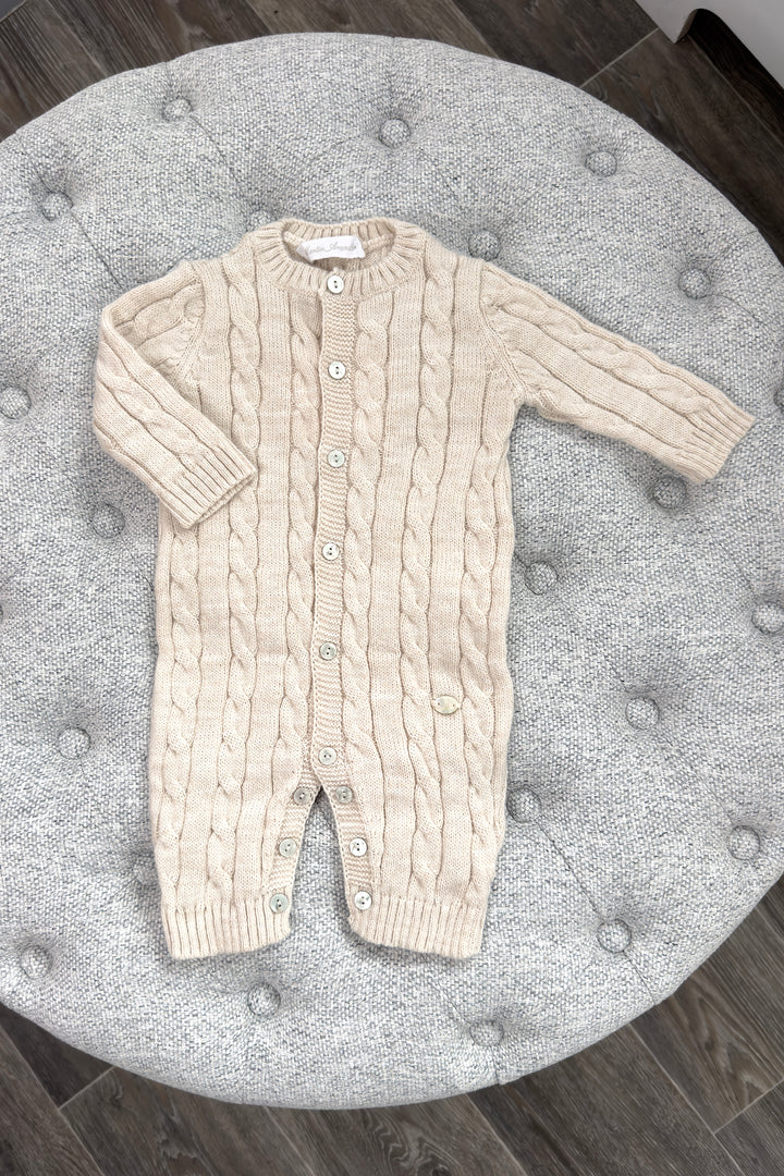 Martín Aranda "Elian" Beige Cable Knit Romper | Millie and John