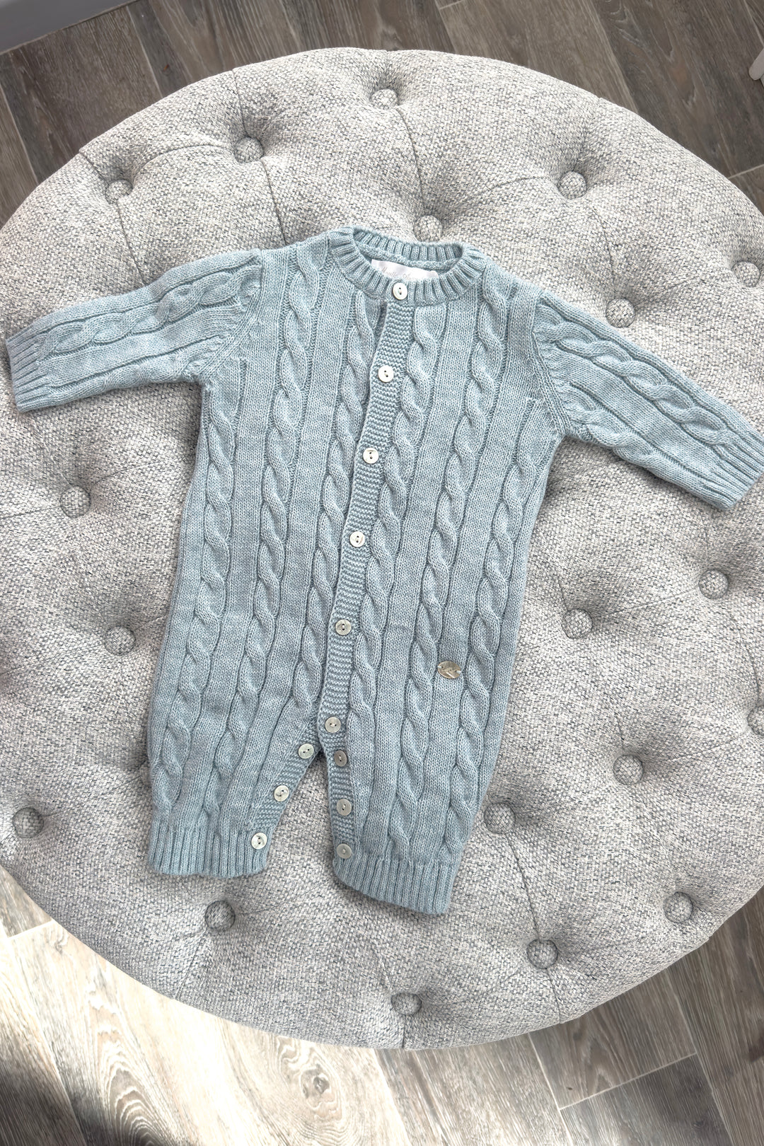 "Elian" Powder Blue Cable Knit Romper