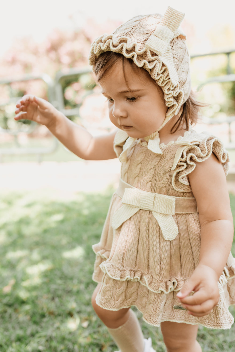 Rahigo "Bea" Camel & Cream Cable Knit Dress & Bloomers | Millie and John