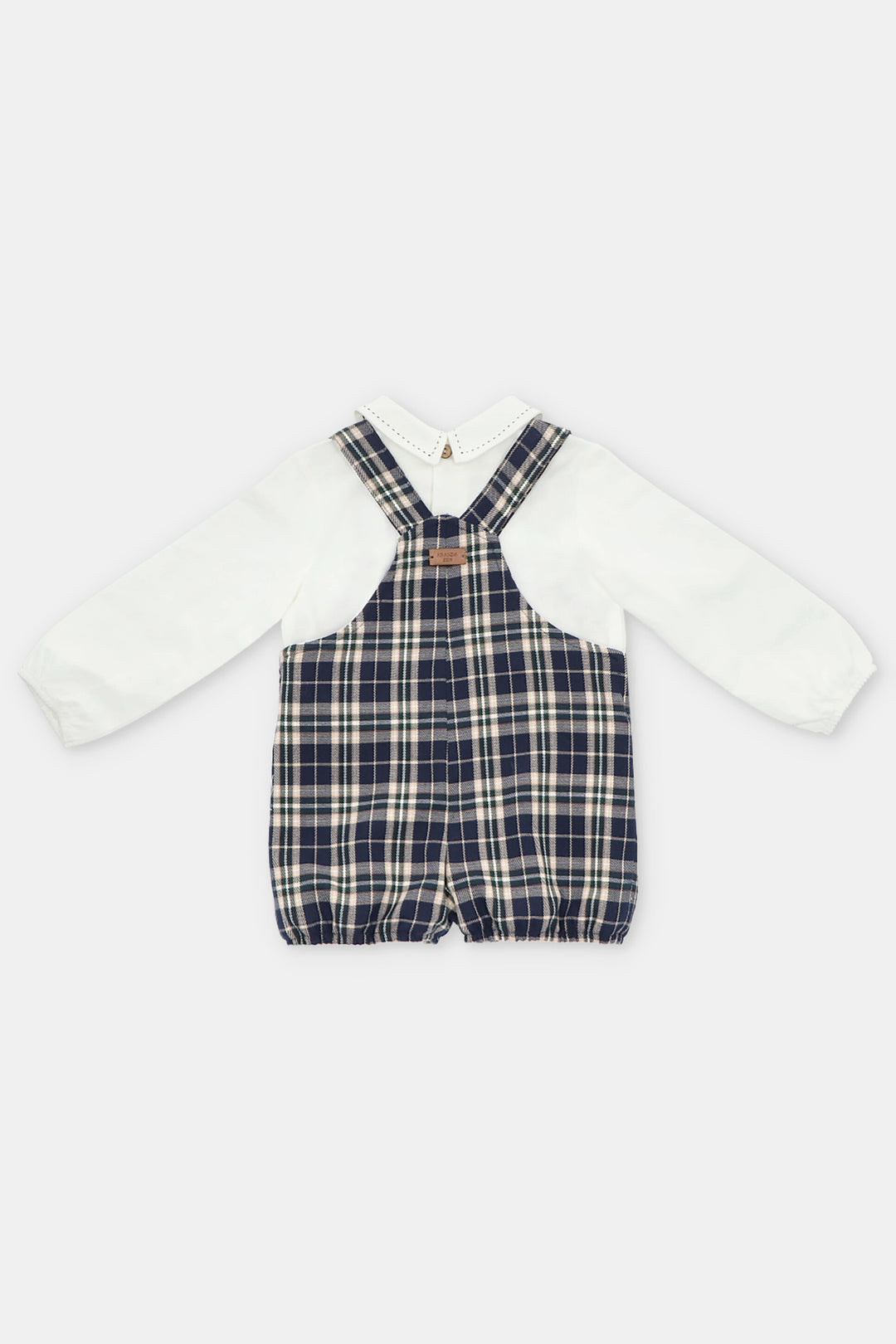 Martín Aranda "Ezra" Shirt & Navy Tartan Dungaree Romper | Millie and John
