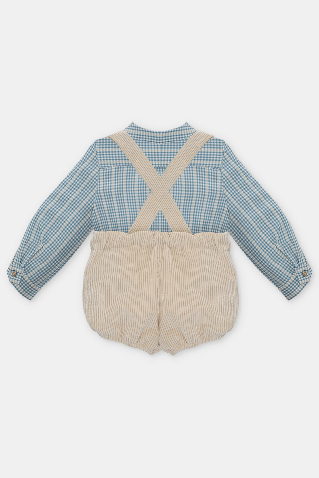 Martín Aranda "Tommy" Blue Check Shirt & Oatmeal Cord Jam Pants | Millie and John