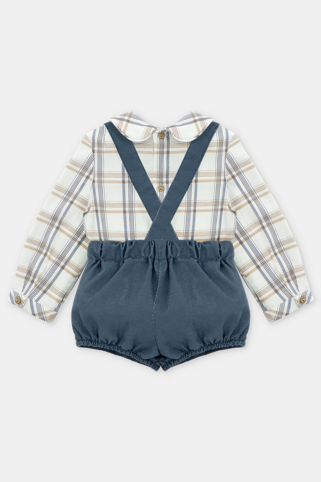 Martín Aranda "Leandro" Dusky Blue Checked Shirt & Cord Jam Pants | Millie and John