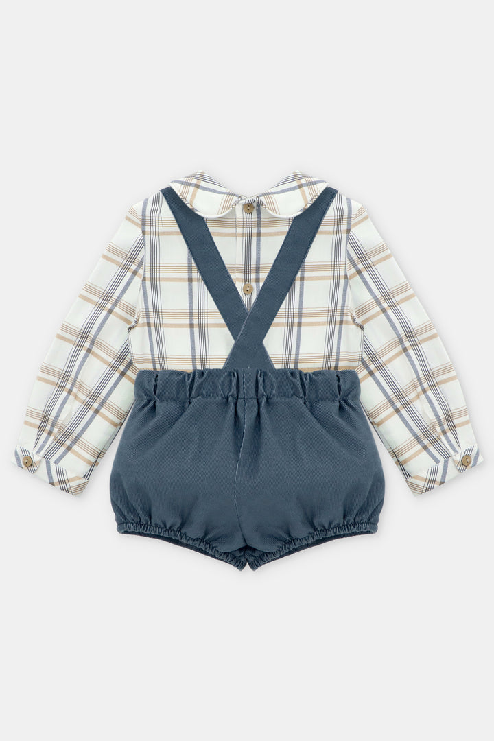 Martín Aranda "Leandro" Dusky Blue Checked Shirt & Cord Jam Pants | Millie and John