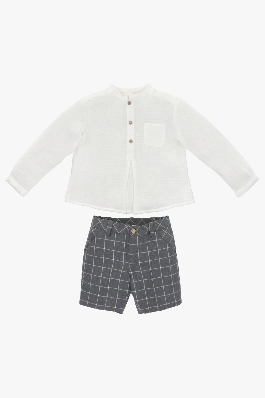 Martín Aranda "Edmund" Shirt & Grey Checked Shorts | Millie and John