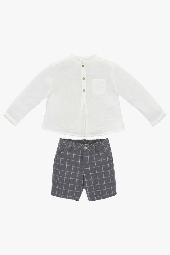 Martín Aranda "Edmund" Shirt & Grey Checked Shorts | Millie and John