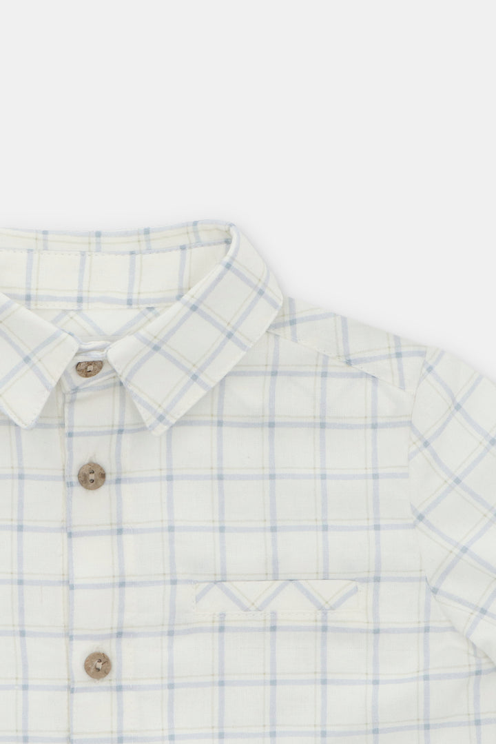 Martín Aranda "Edmund" Sky Blue Checked Shirt & Shorts | Millie and John