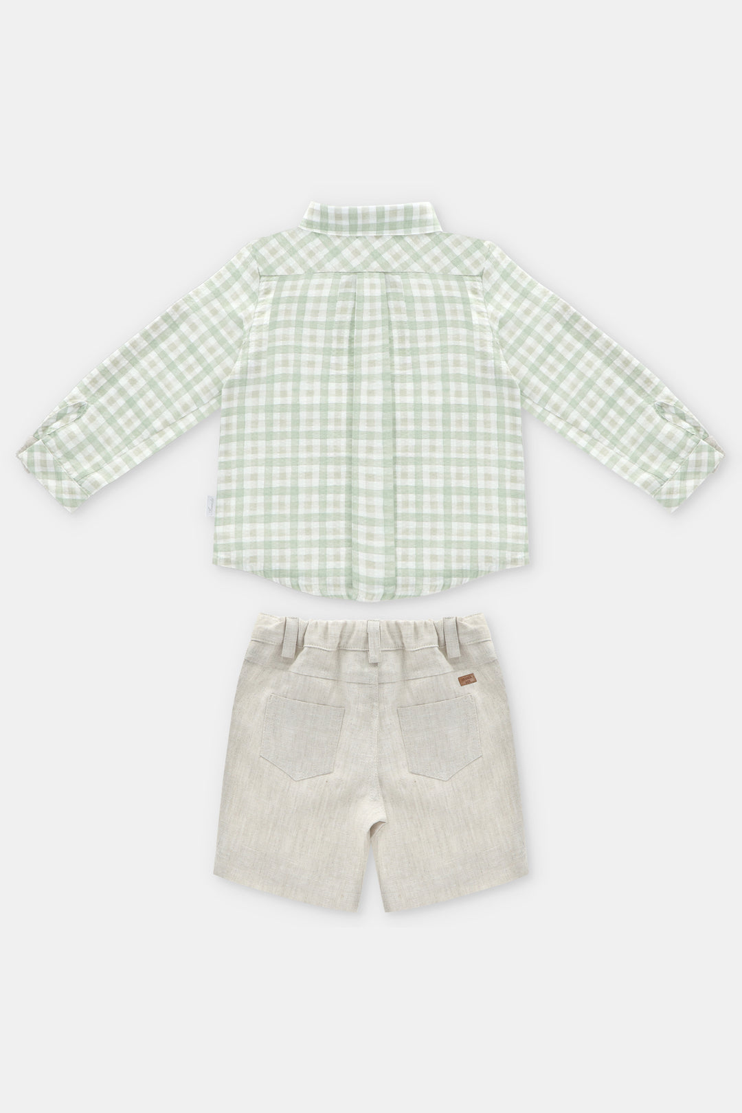 Martín Aranda "Ambrose" Sage Green Gingham Shirt & Shorts | Millie and John