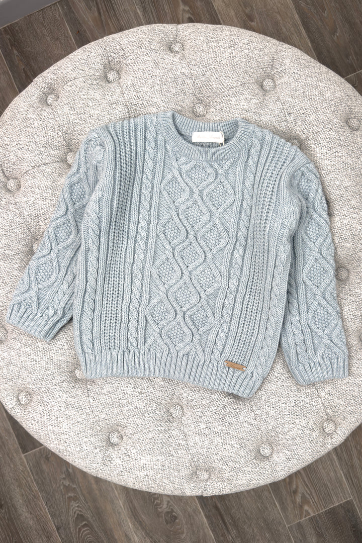 Martín Aranda "Alonzo" Powder Blue Cable Knit Jumper | Millie and John
