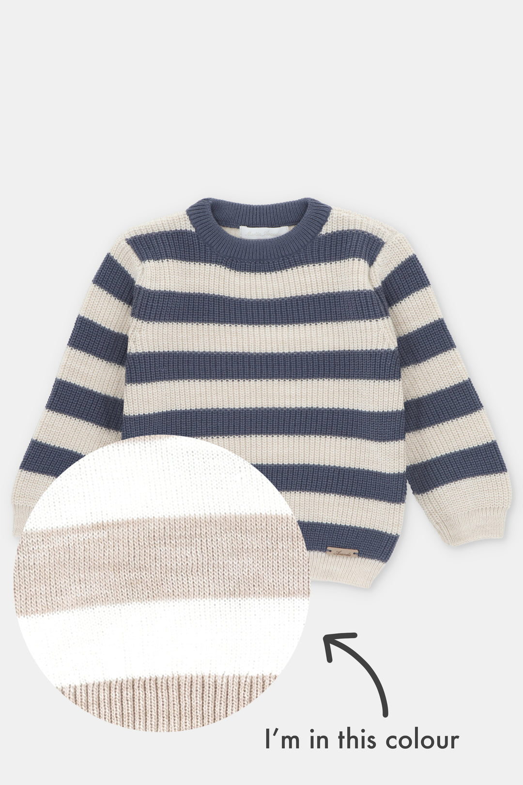"Nico" Beige & Ivory Striped Knit Jumper