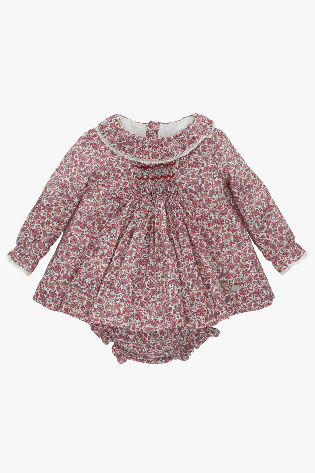 Martín Aranda "Pippa" Burgundy Smocked Floral Dress & Bloomers | Millie and John