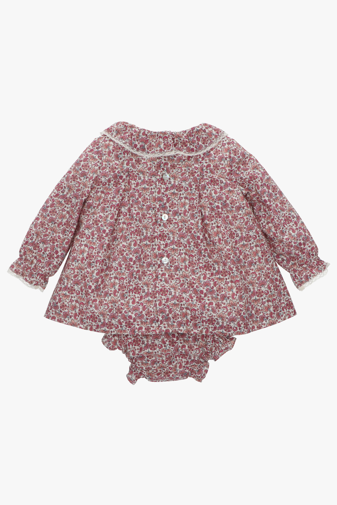 Martín Aranda "Pippa" Burgundy Smocked Floral Dress & Bloomers | Millie and John