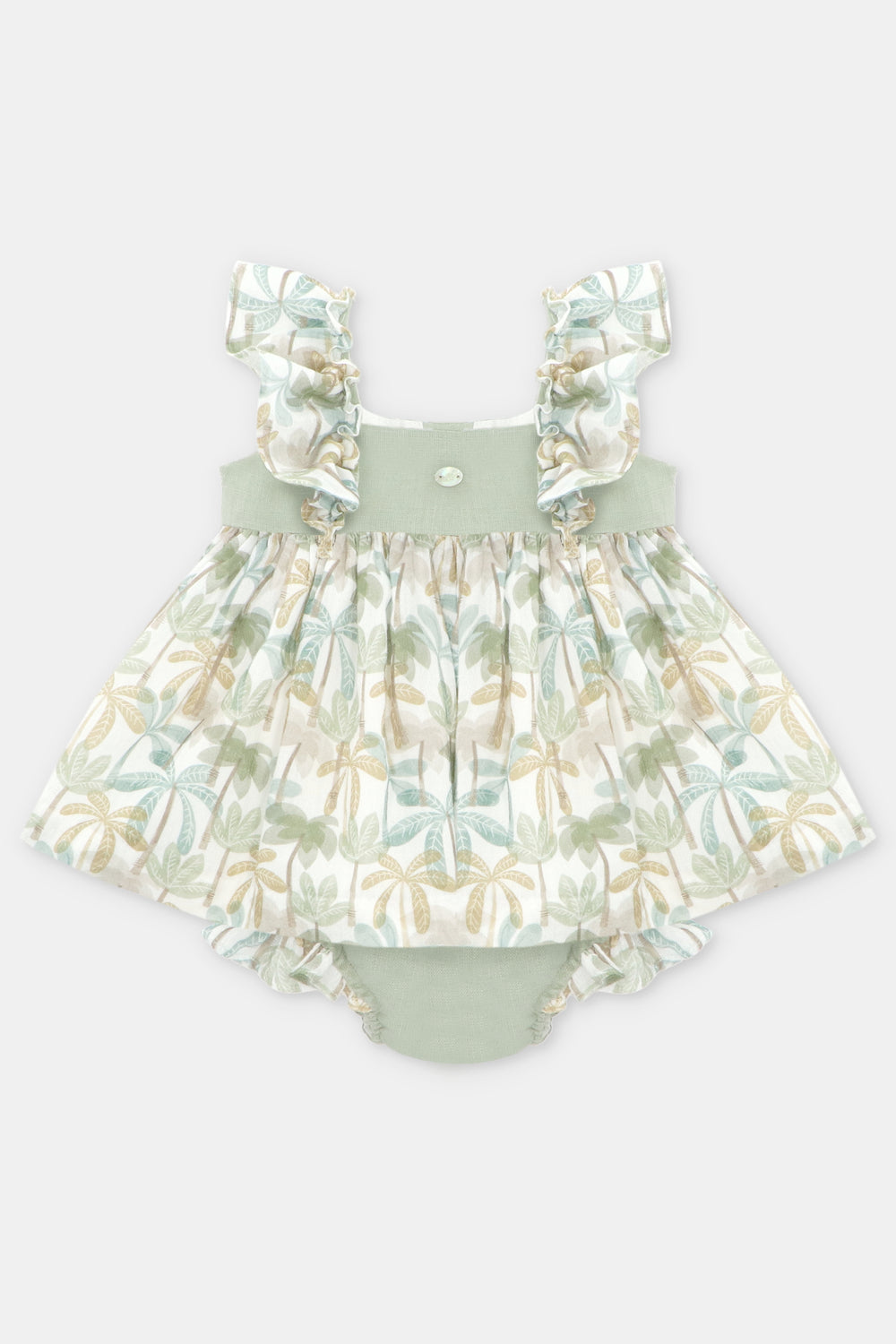 Martín Aranda "Augusta" Sage Green Palm Tree Dress & Bloomers | Millie and John