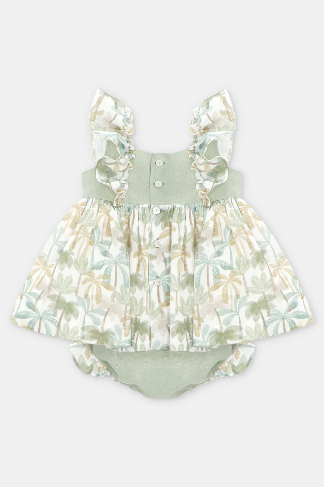Martín Aranda "Augusta" Sage Green Palm Tree Dress & Bloomers | Millie and John
