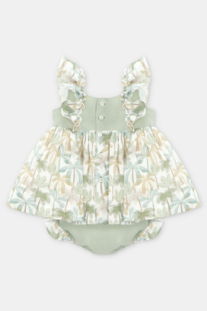 Martín Aranda "Augusta" Sage Green Palm Tree Dress & Bloomers | Millie and John