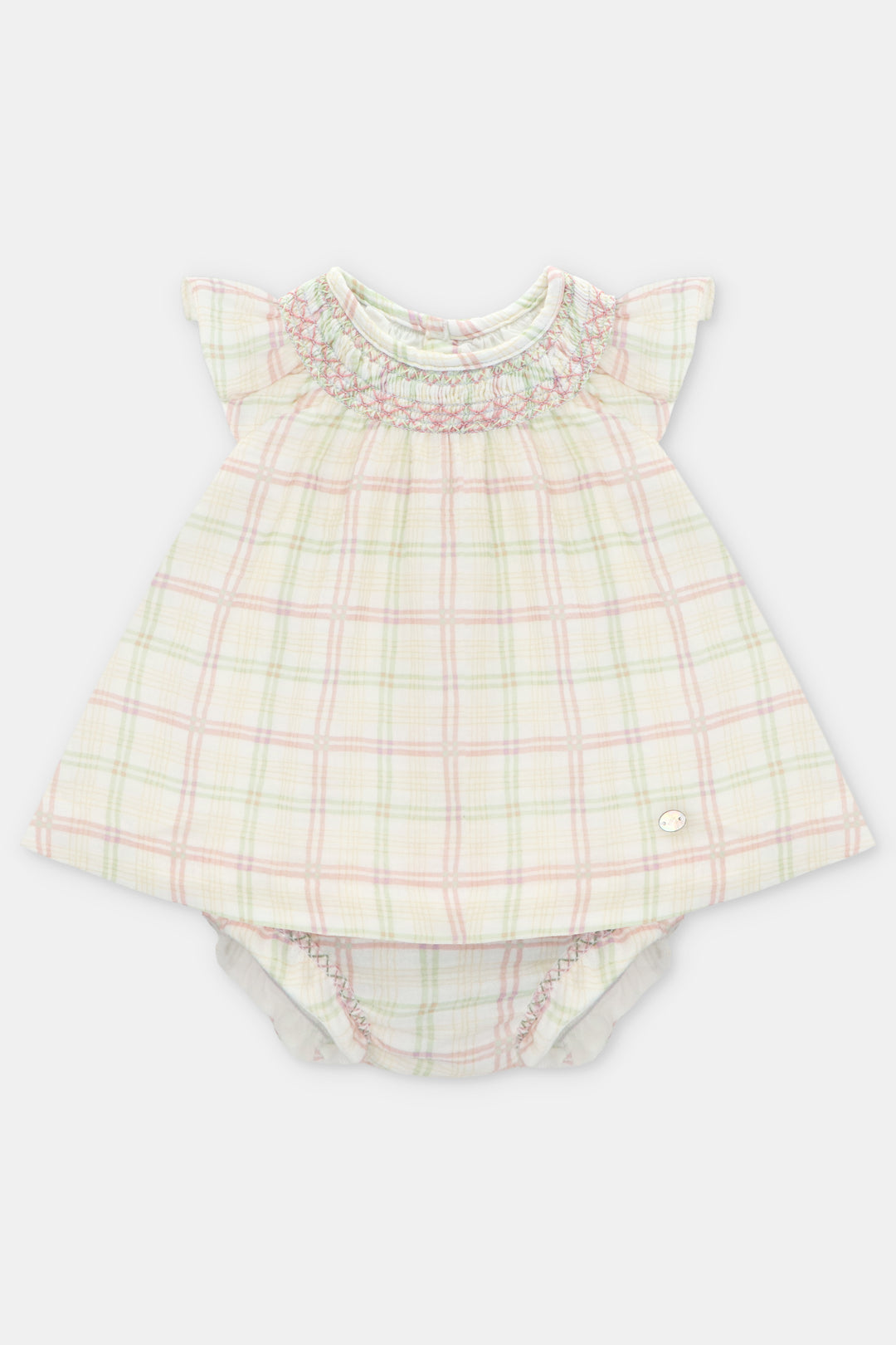 Martín Aranda "Beatrix" Pastel Check Smocked Dress & Bloomers | Millie and John