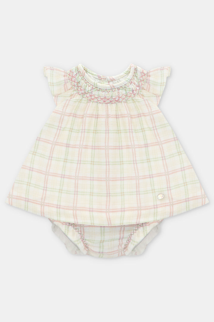 Martín Aranda "Beatrix" Pastel Check Smocked Dress & Bloomers | Millie and John