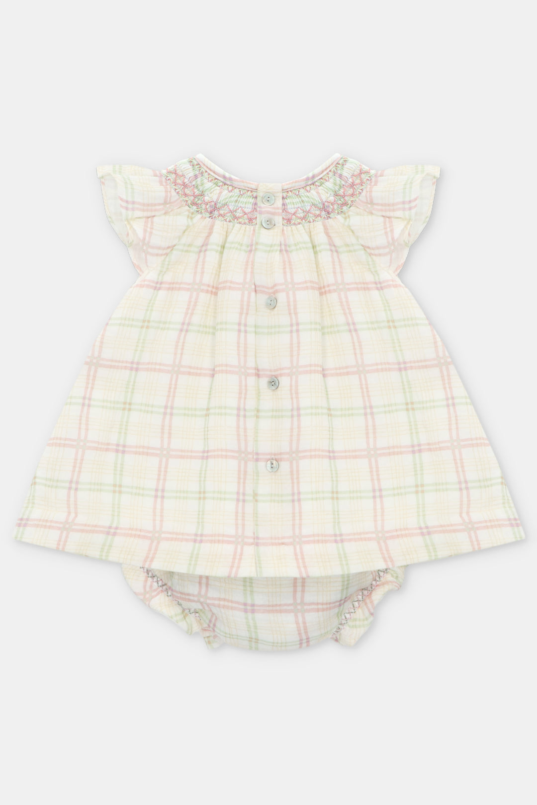 Martín Aranda "Beatrix" Pastel Check Smocked Dress & Bloomers | Millie and John