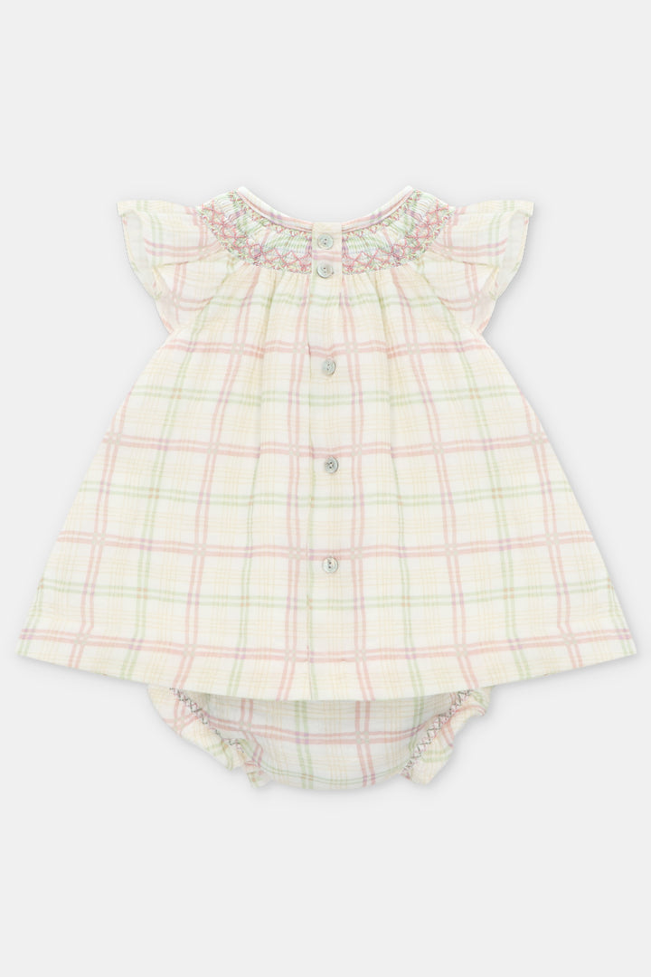 Martín Aranda "Beatrix" Pastel Check Smocked Dress & Bloomers | Millie and John