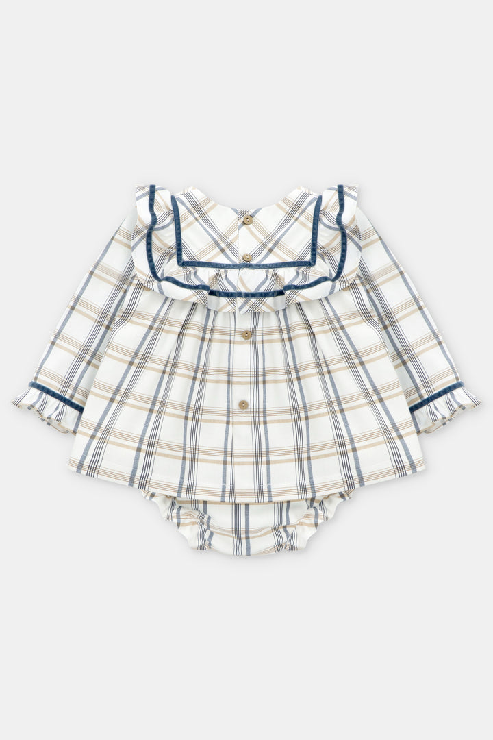 Martín Aranda "Maribel" Dusky Blue Checked Dress & Bloomers | Millie and John