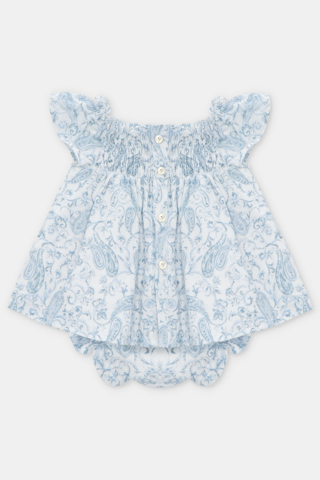 Martín Aranda "Theodora" Blue Paisley Bow Dress & Bloomers | Millie and John