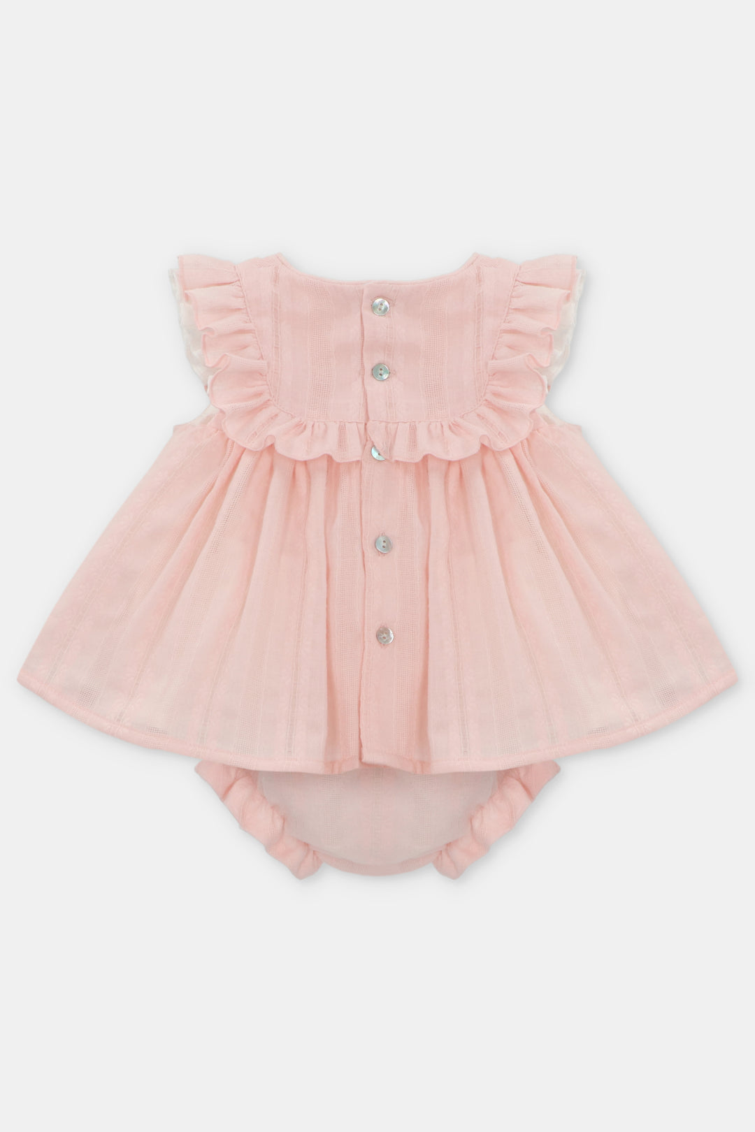 Martín Aranda "Genevieve" Blush Pink Ruffle Dress & Bloomers | Millie and John
