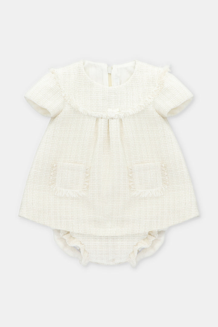 Martín Aranda "Sabina" Cream Shimmer Tweed Dress & Bloomers | Millie and John