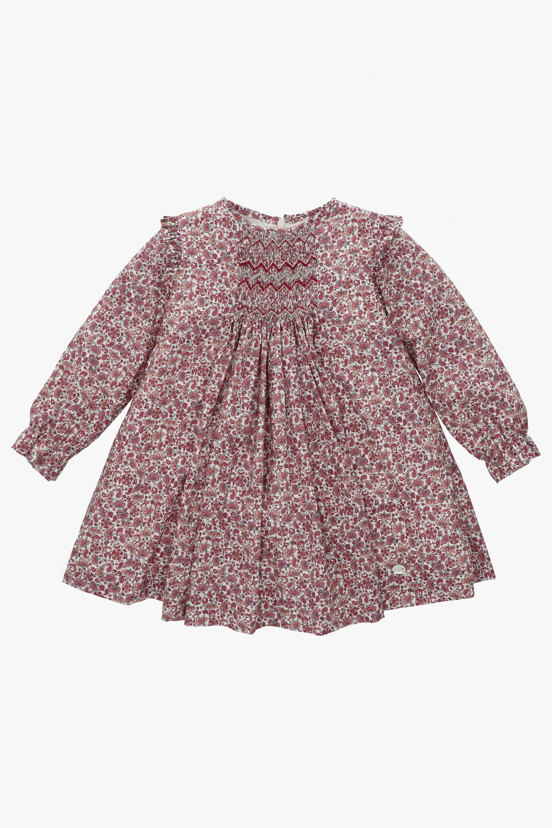 Martín Aranda "Mia" Burgundy Smocked Floral Dress | Millie and John