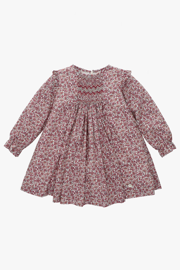Martín Aranda "Mia" Burgundy Smocked Floral Dress | Millie and John