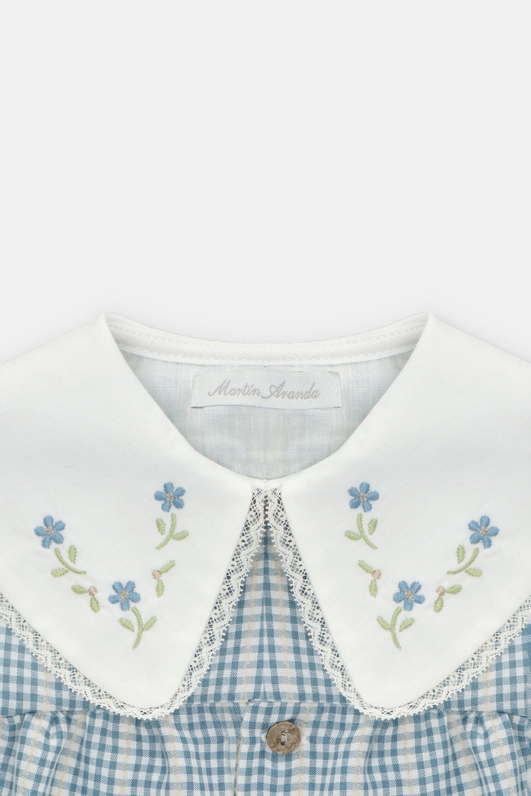 Martín Aranda "Ada" Blue Check Embroidered Dress | Millie and John
