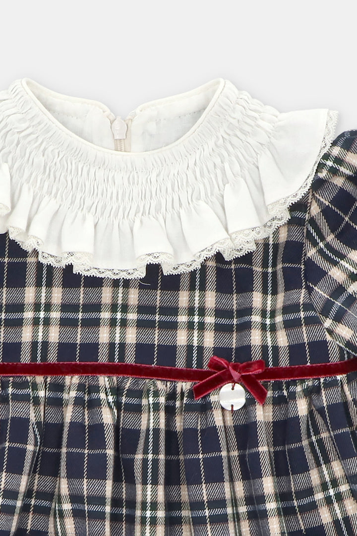 Martín Aranda "Eva" Navy Tartan Dress | Millie and John