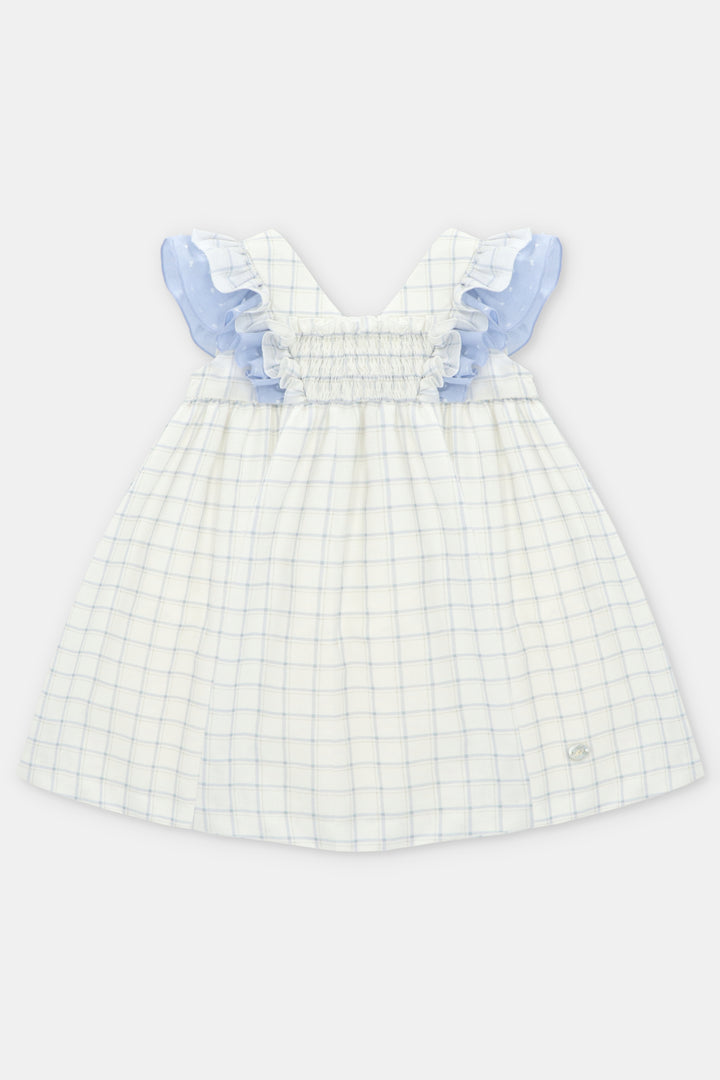 Martín Aranda "Cecily" Sky Blue Checked Dress | Millie and John