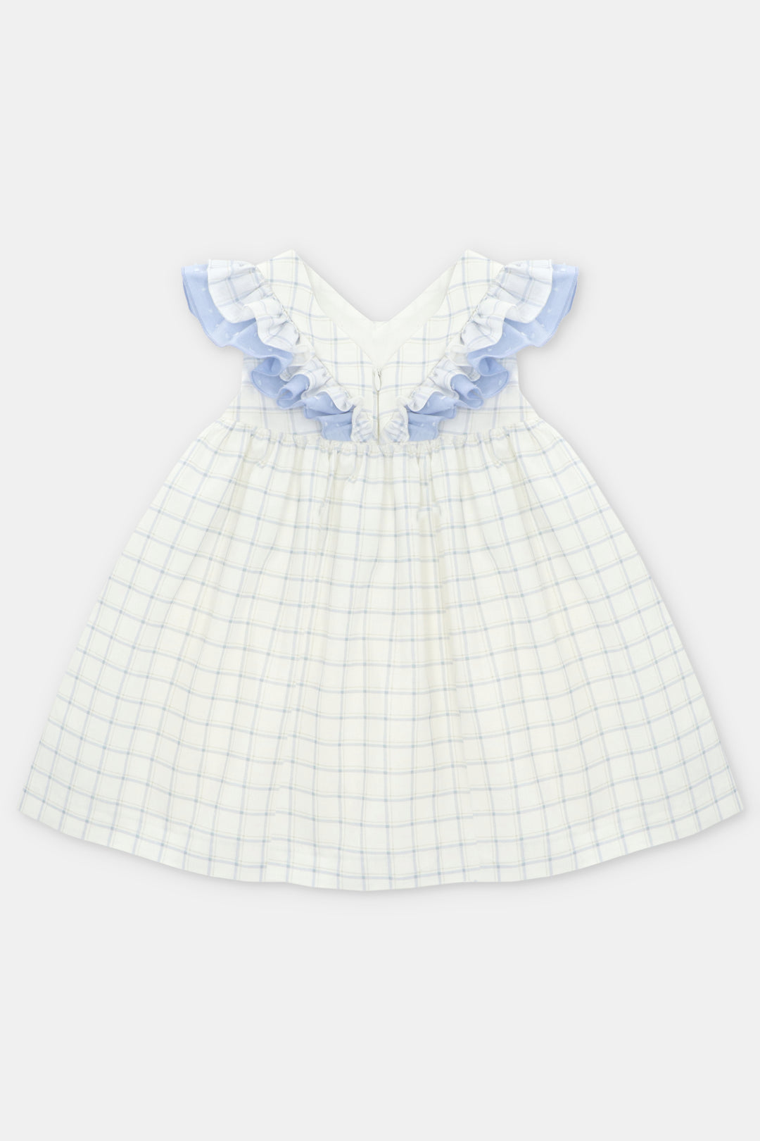 Martín Aranda "Cecily" Sky Blue Checked Dress | Millie and John