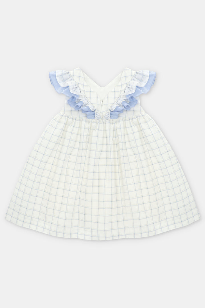 Martín Aranda "Cecily" Sky Blue Checked Dress | Millie and John