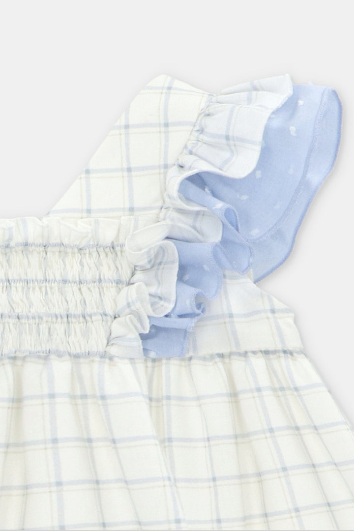 Martín Aranda "Cecily" Sky Blue Checked Dress | Millie and John
