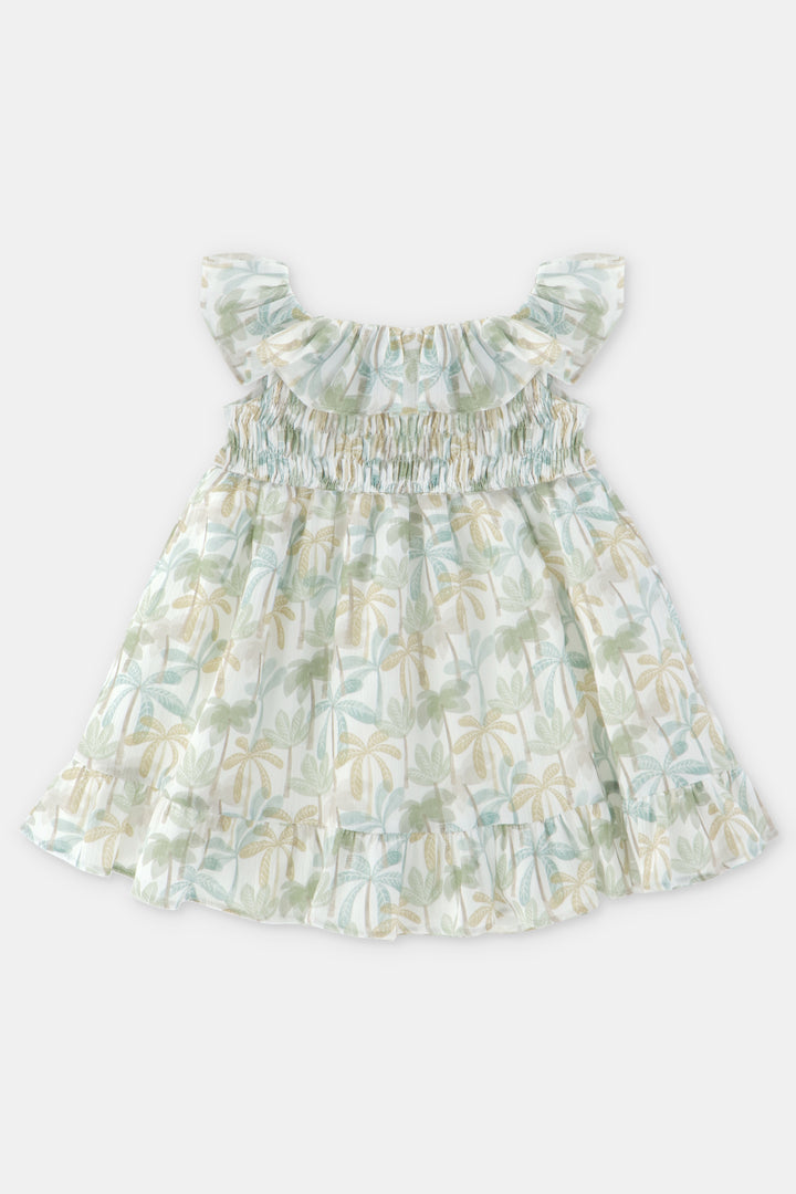Martín Aranda "Sylvie" Sage Green Palm Tree Dress | Millie and John