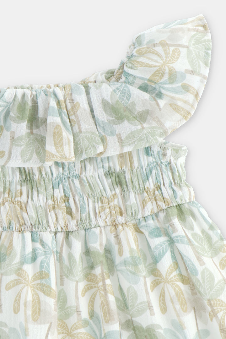 Martín Aranda "Sylvie" Sage Green Palm Tree Dress | Millie and John