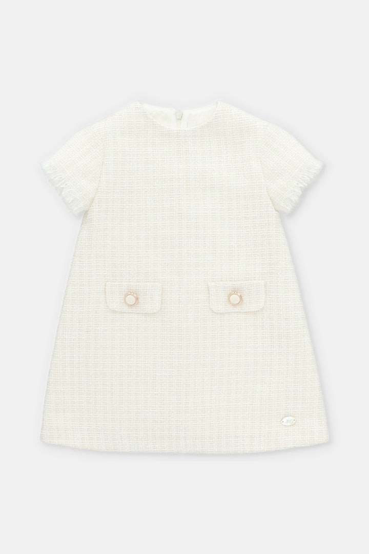 Martín Aranda "Serena" Cream Shimmer Tweed Dress | Millie and John
