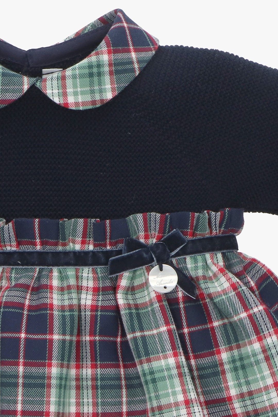 Martín Aranda "Noelle" Navy Half Knit Tartan Dress | Millie and John