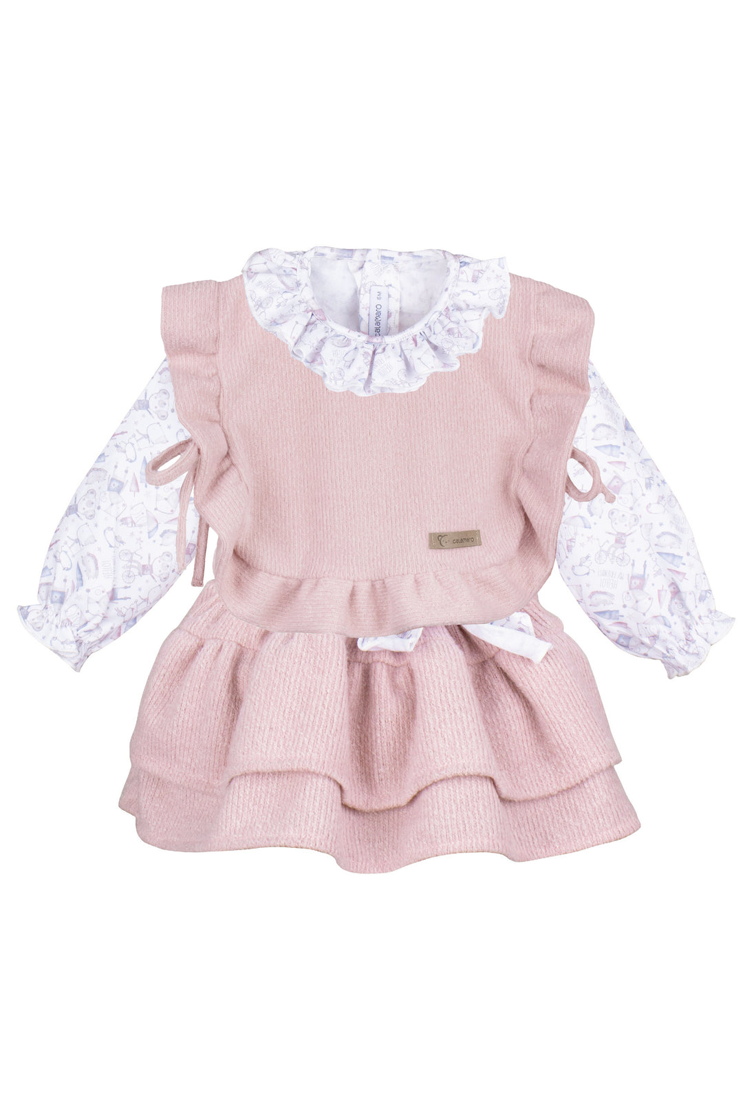 Calamaro "Scarlett" Dusky Pink Chenille Jumper, Blouse & Skirt | Millie and John