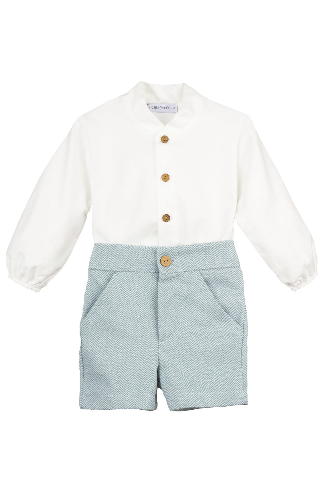 "Tobias" Shirt & Teal Green Tweed Shorts