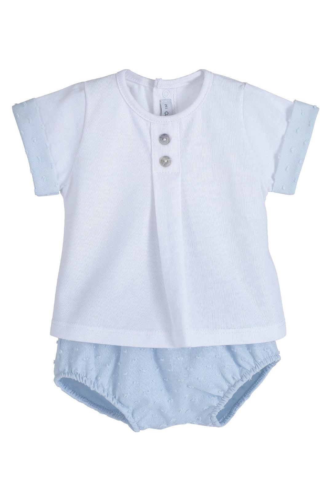 Calamaro "Alistair" Pale Blue Plumeti Dot Top & Jam Pants | Millie and John
