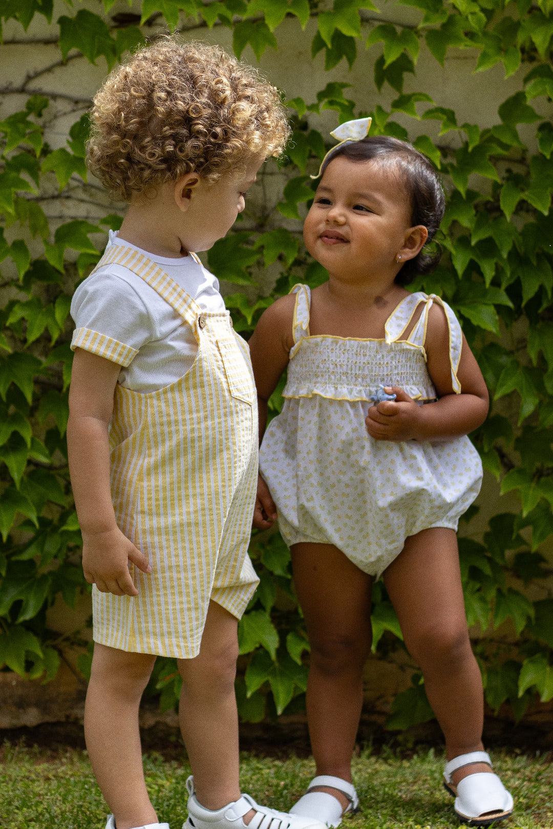 Calamaro "Patrick" Lemon Striped Top & Dungarees | Millie and John