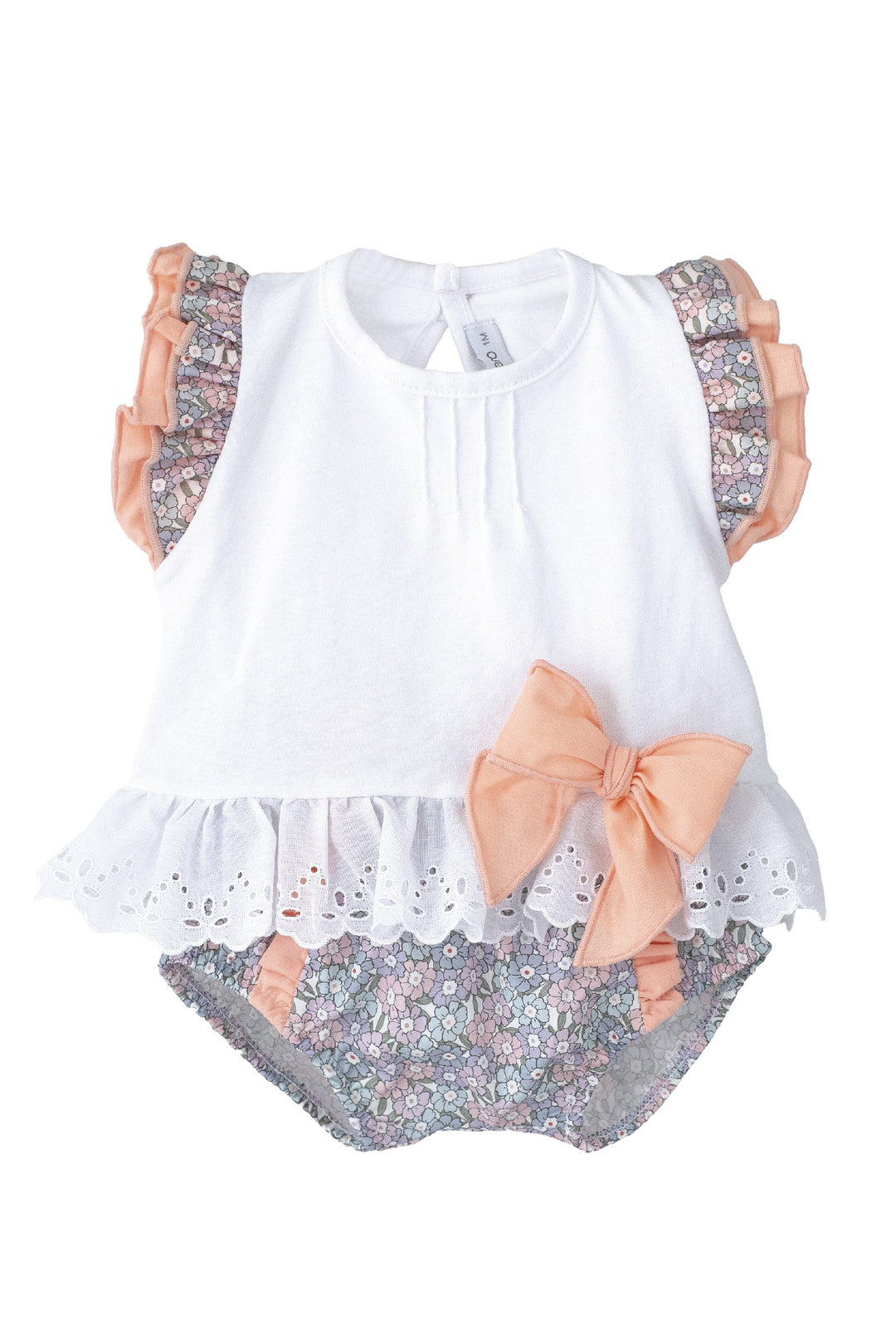 Calamaro "Calia" Peach & Lilac Floral Top & Bloomers | Millie and John